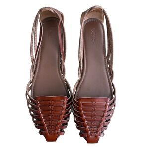 J Crew Womens Brown Huarache Woven Slingback Flat Sandals Size 10 Shoes Summer